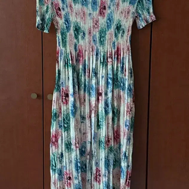 [BUNJANG] Pleated Flower Long Dress / 플리츠 플라워 롱 원피스