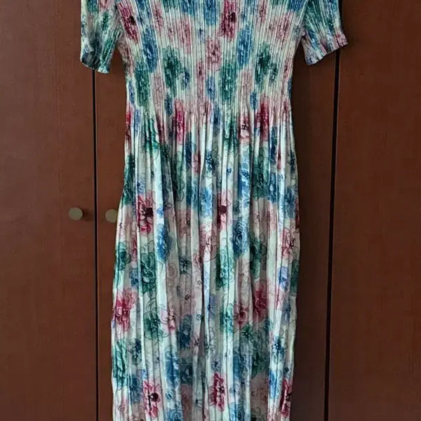 [BUNJANG] Pleated Flower Long Dress / 플리츠 플라워 롱 원피스