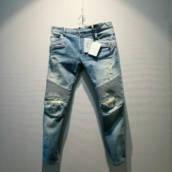 [BUNJANG] Balmain Biker Distressed Jeans - Medium Wash (New) / [새상품/택포함/Made in JAPAN] 발망(BALMAIN) 명작 중청바이커 디스진