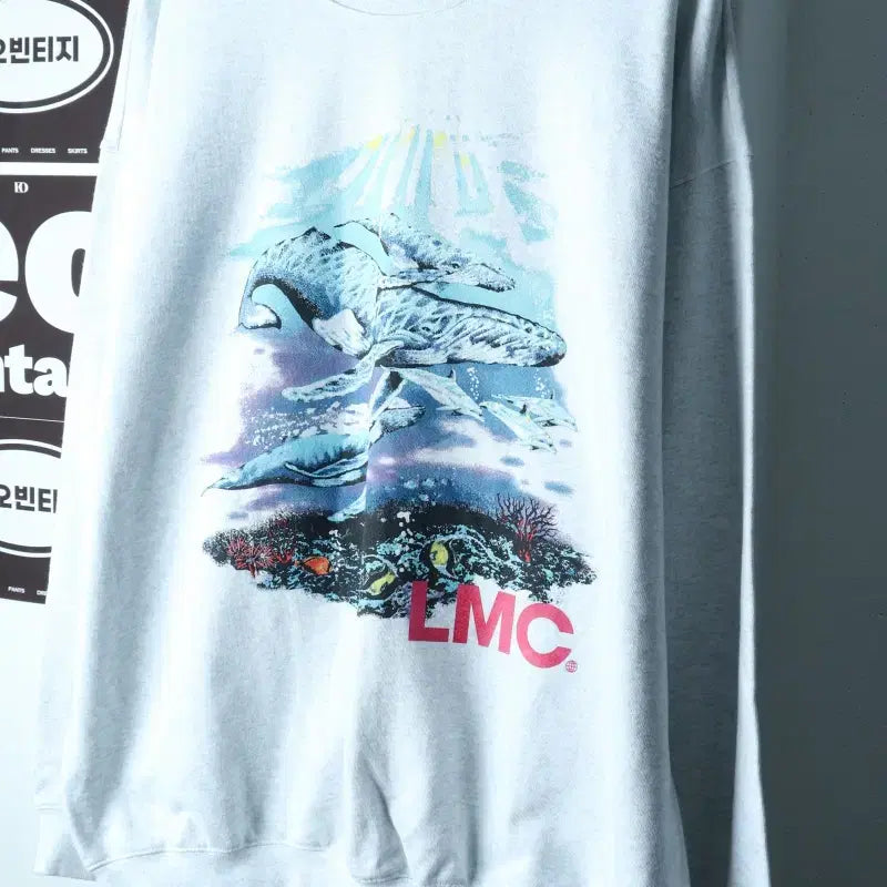[BUNJANG] LMC Melange Whale Sweatshirt (L-2XL) / (L-2XL) 엘엠씨 맨투맨 티셔츠 빅사이즈 멜란지 웨일-H38656