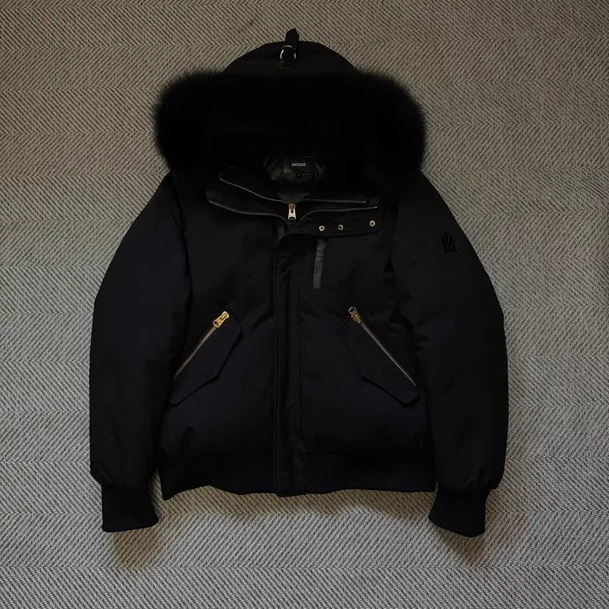 [BUNJANG] Mackage Dixon Black Fur Gold Trim Down Jacket Size 46 / [46Size,S급] 맥케이지 딕슨 금장 블랙퍼