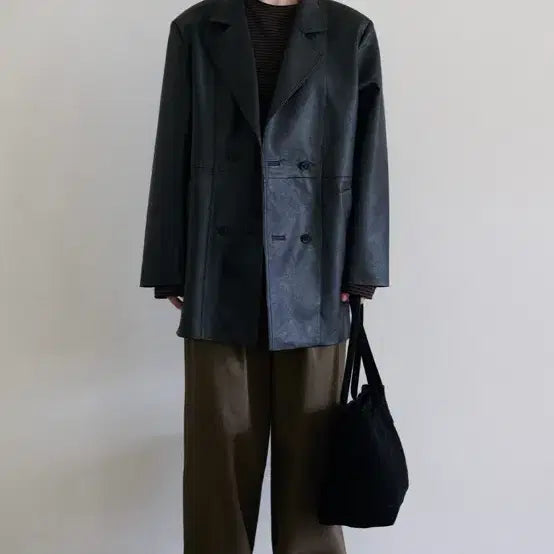 [BUNJANG] Arto Vintage Open Collar Leather Jacket / 아르토 빈티지 오픈카라 레더자켓