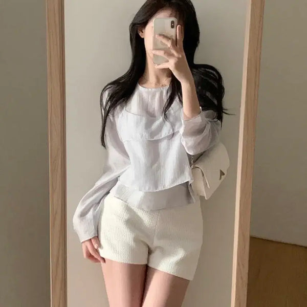 [BUNJANG] P.B MADE Water-Absorbing Layered Blouse / 퍼빗 물먹 레이어드 블라우스 워터리소라