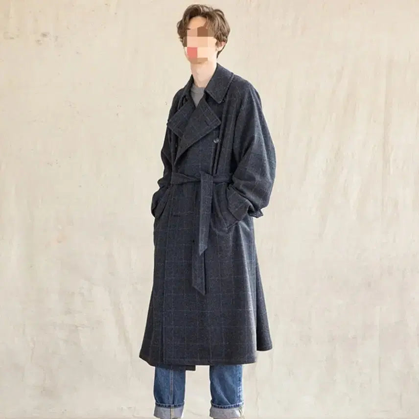 [BUNJANG] Begin202 Wool Tweed Check Trench Coat Size 2 / 비긴202 울 트위드 체크 트렌치 코트 2사이즈