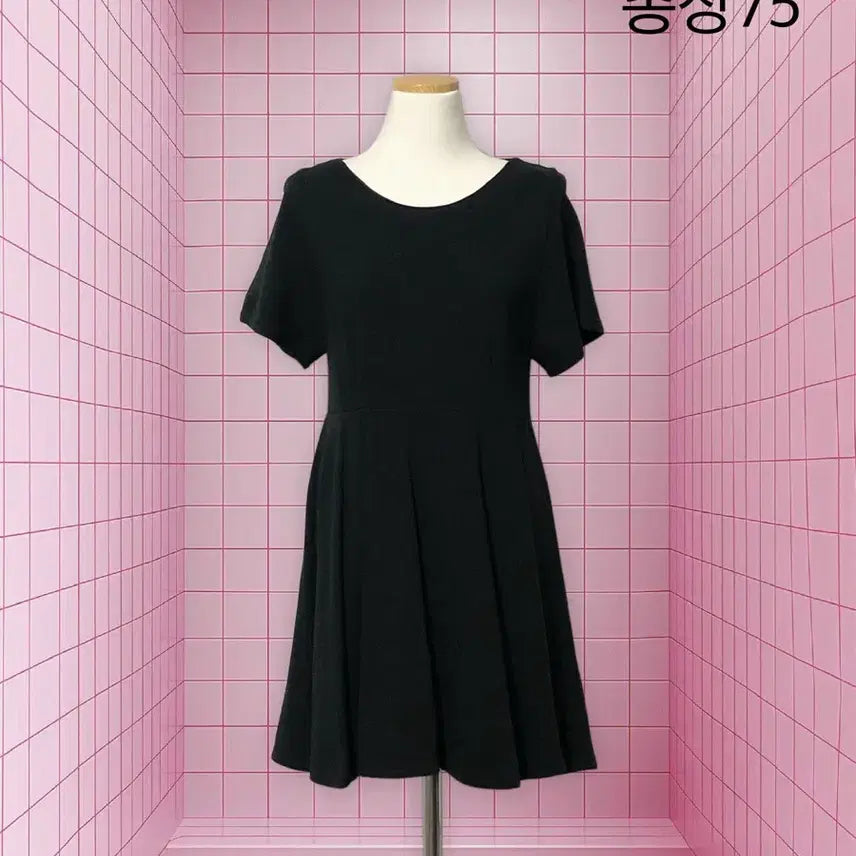 [BUNJANG] Black Cotton Basic Flare Dress / 블랙 코튼 기본 플레어 원피스