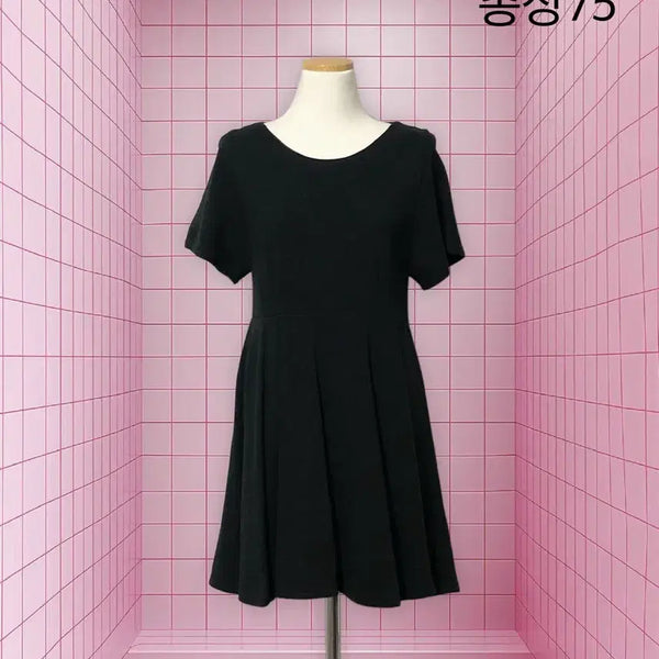 [BUNJANG] Black Cotton Basic Flare Dress / 블랙 코튼 기본 플레어 원피스