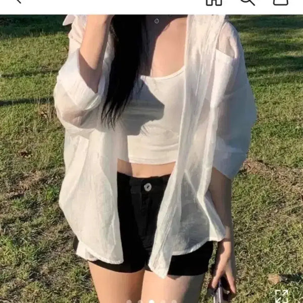 [BUNJANG] Sheer Oversized Shirt / 흰셔츠