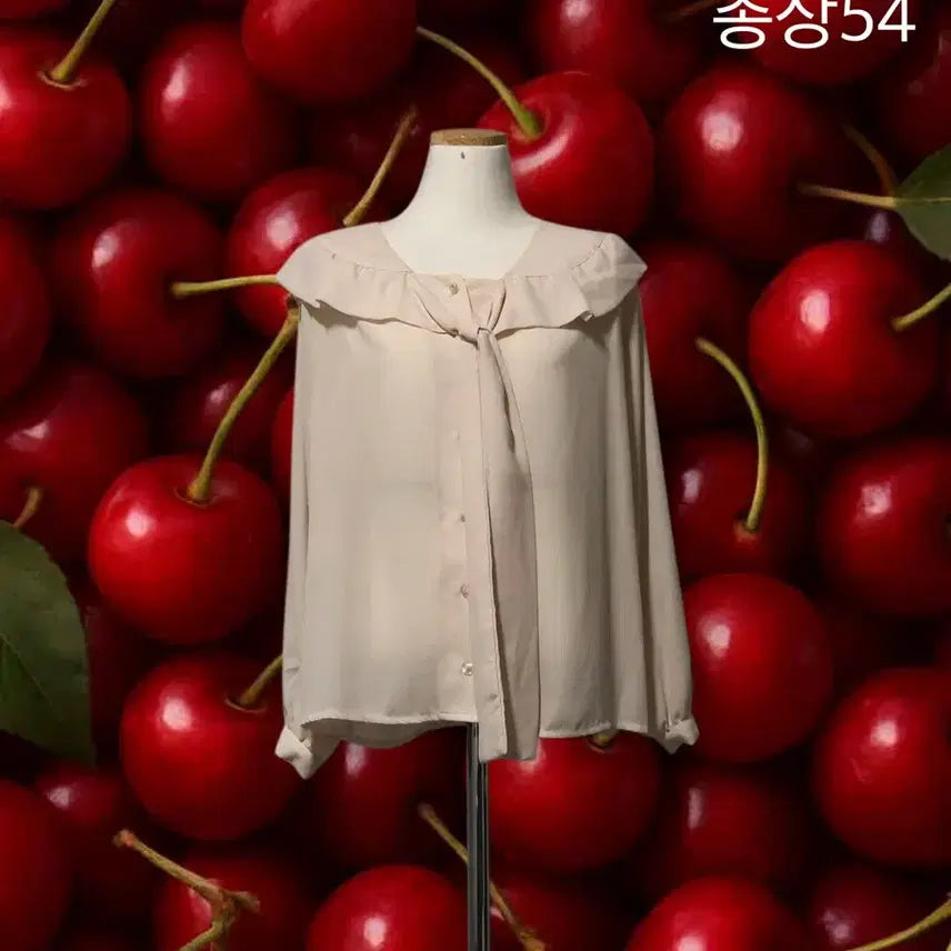 [BUNJANG] Frill Ribbon Blouse - Beige / 프릴 리본끈 블라우스 베이지