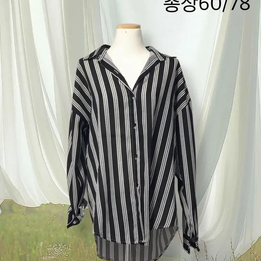 [BUNJANG] Black Pattern Stripe Shirt / 블랙 패턴 스트라이프 셔츠