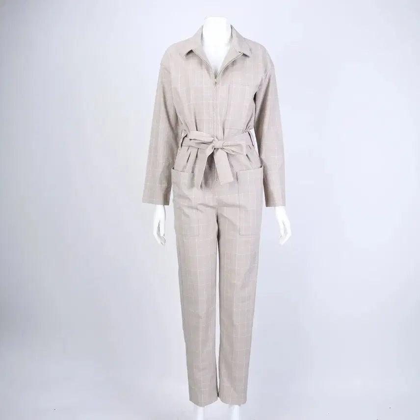 [BUNJANG] Maje Check Jumpsuit Beige Size 2 / Maje 마쥬 체크 점프수트 베이지 7077859 사이즈 2