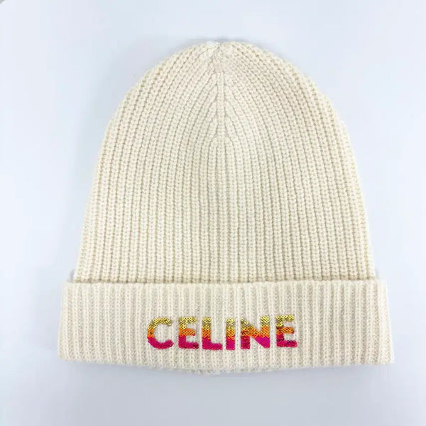 [BUNJANG] Celine Lettering Beanie OS White / [OS]셀린느 레터링 비니