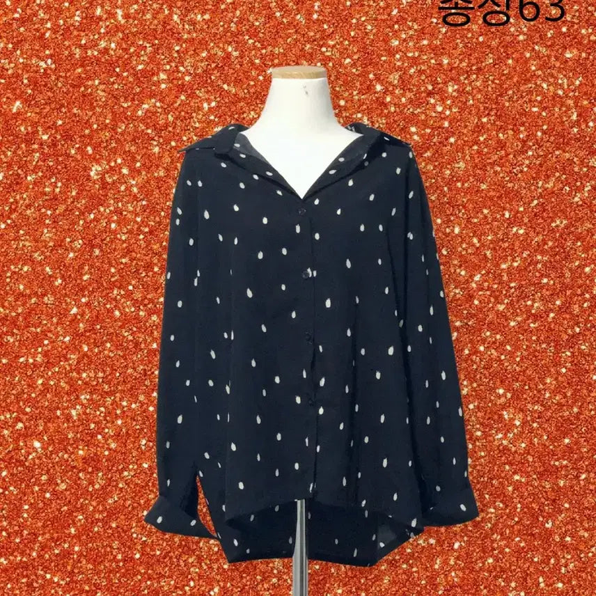 [BUNJANG] Black Polka Dot Pattern Shirt Blouse / 블랙 땡땡이 도트 패턴 셔츠 블라우스