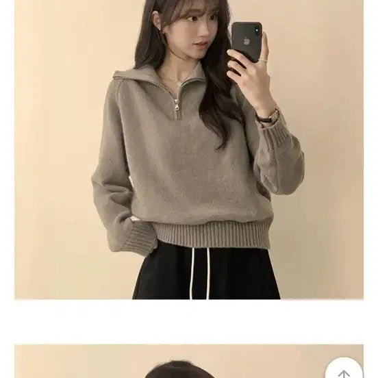 [BUNJANG] Half-Zip Knit Gray / 반집업 니트 그레이