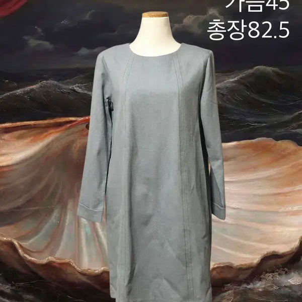 [BUNJANG] Denim Roll-Sleeve Straight Dress Blue New / 데님소재 소매롤업 일자 원피스 블루 새상품