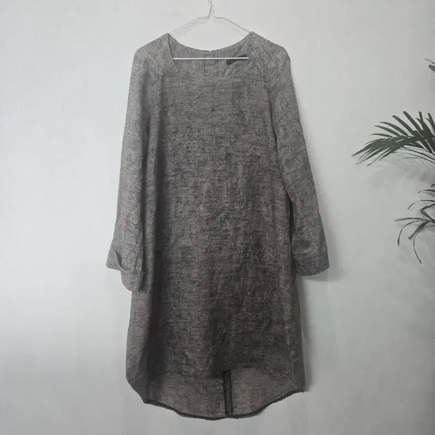 [BUNJANG] Linen Blend Long Dress - Size 95 / 마  브라운  그레이 롱 원피스  95