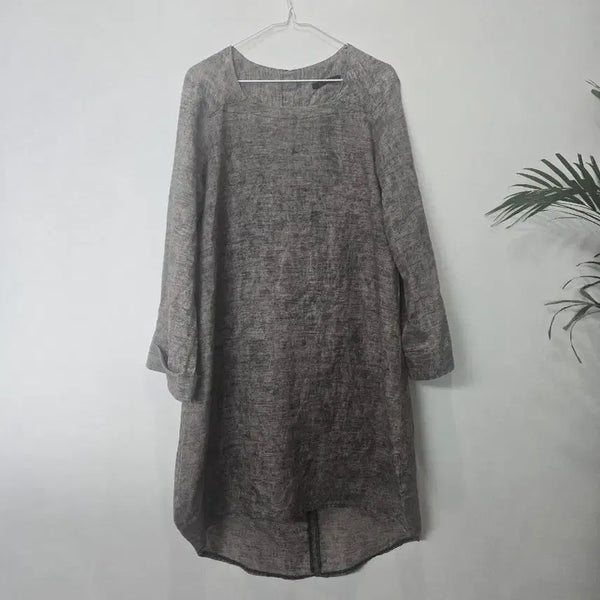 [BUNJANG] Linen Blend Long Dress - Size 95 / 마  브라운  그레이 롱 원피스  95