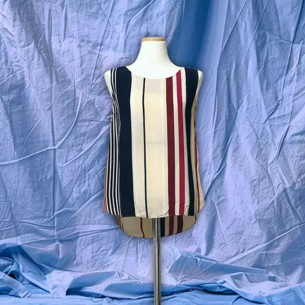 [BUNJANG] Colorblock Stripe Sleeveless Blouse / 컬러블록 스트라이프 민소매 블라우스