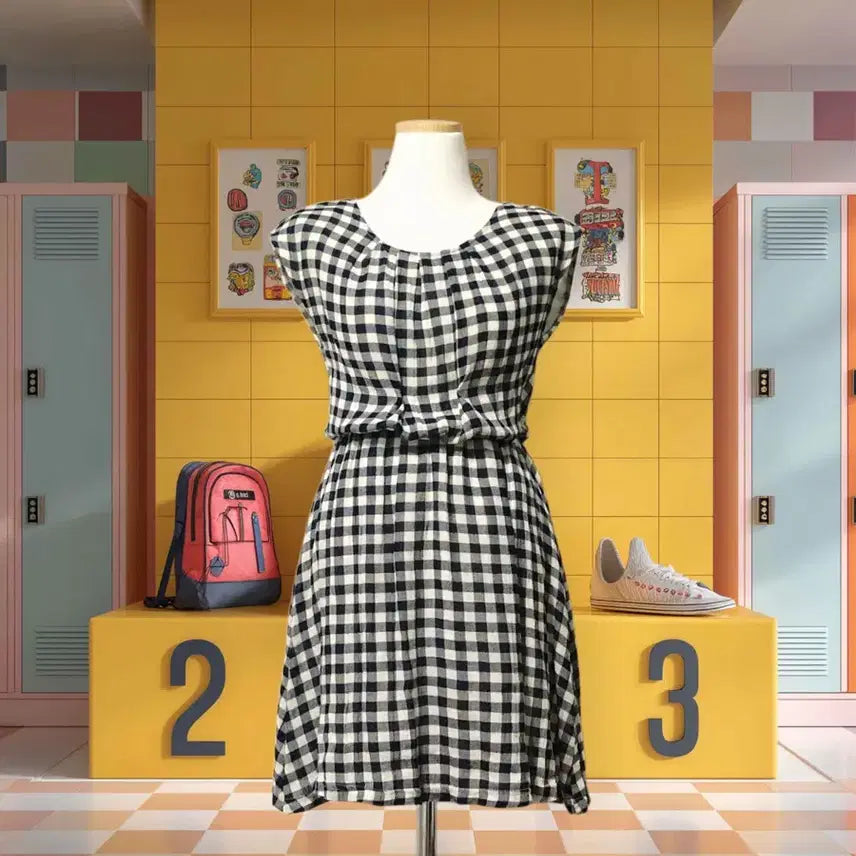[BUNJANG] Checkered Banding Dress / 체크 밴딩 원피스