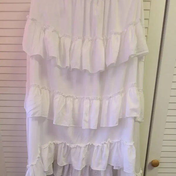 [BUNJANG] Pure White 4-Tier Ruffle Mini Skirt / 퓨어 화이트 4단 캉캉 미니 스커트