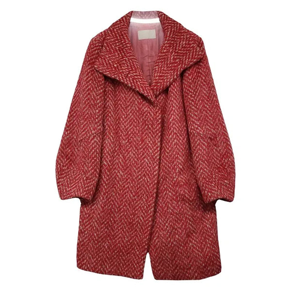 [BUNJANG] MINE Red Check Premium Wool Classic Tailored Long Coat / 마인 MINE 레드 체크 프리미엄 울 클래식 테일러드 롱 코트 82