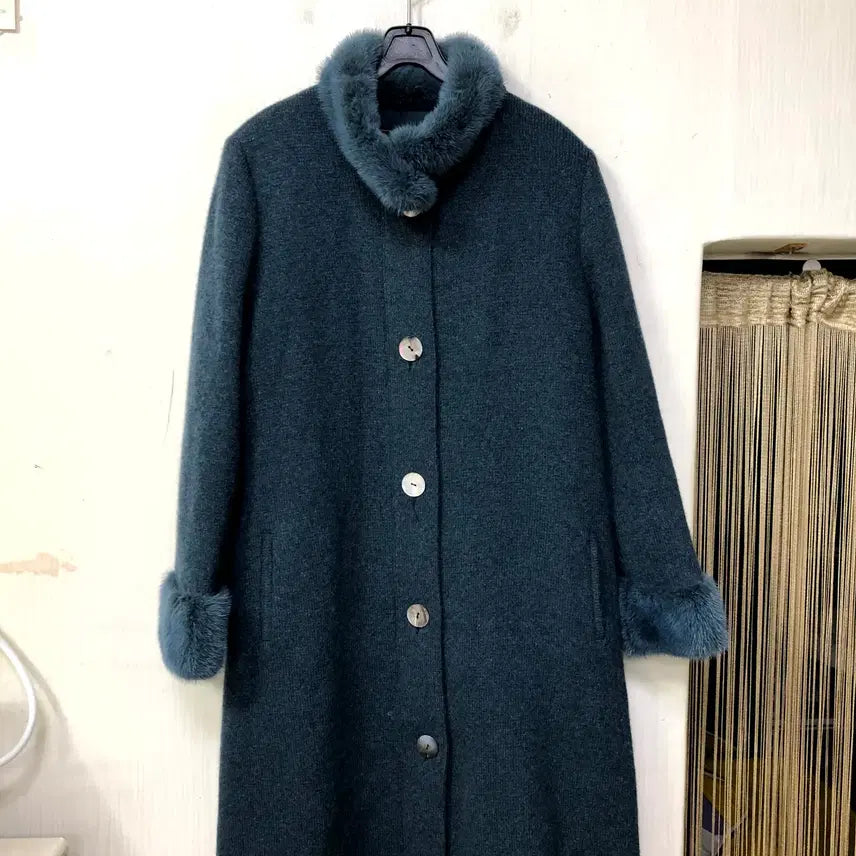[BUNJANG] Colorblock Mink Knit Jacket / 배색밍크 니트 자켓