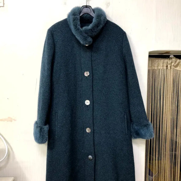 [BUNJANG] Colorblock Mink Knit Jacket / 배색밍크 니트 자켓