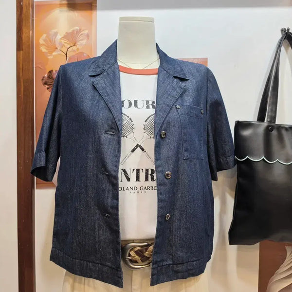 [BUNJANG] SIWY Short-Sleeve Denim Jacket / SIWY 씨위 데님 반팔 자켓