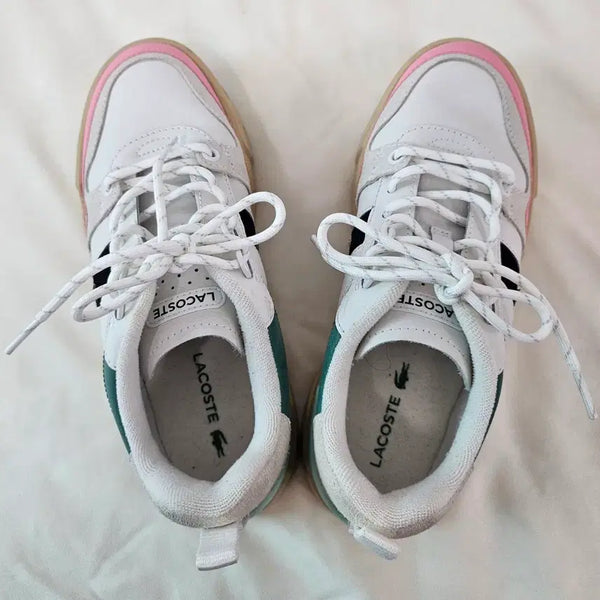 [BUNJANG] Lacoste Sneakers White, Pink, Green / 라코스테 운동화 화이트 핑크 그린