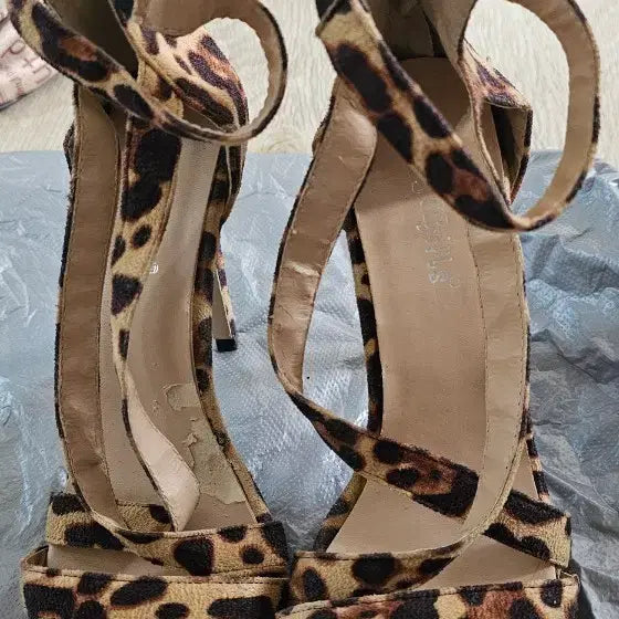 [BUNJANG] Leopard Pattern Strappy Heels / 레오파드 패턴 스트랩 힐
