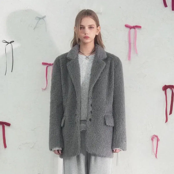 [BUNJANG] Vivacious Elizabeth Boucle Blazer Grey / 비바셔스 Elizabeth Boucle Blazer GREY