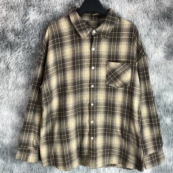 [BUNJANG] Vintage Minimal Check Pattern Flannel Shirt / 빈티지 미니멀 체크 패턴 플란넬 셔츠y 6923