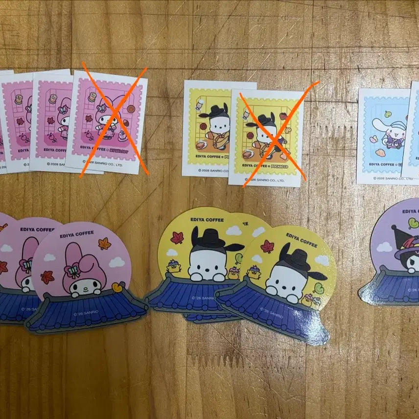 [BUNJANG] Ediya X Sanrio Sticker (Tti-bu-ssil) / 이디야X산리오 스티커(띠부씰) 판매