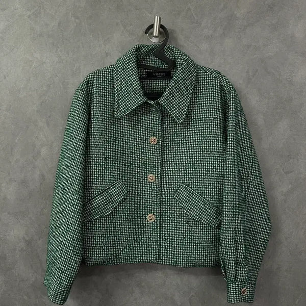 [BUNJANG] Ricov Check Pattern Jacket Green Women's / 리코브 체크 패턴 자켓 그린 여성