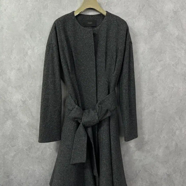 [BUNJANG] Jigott Women's Belted Coat Gray S / 지고트 여성 벨트 코트 그레이 S