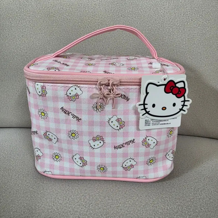 [BUNJANG] Hello Kitty Check Pouch Pink / 헬로키티 체크 파우치 핑크