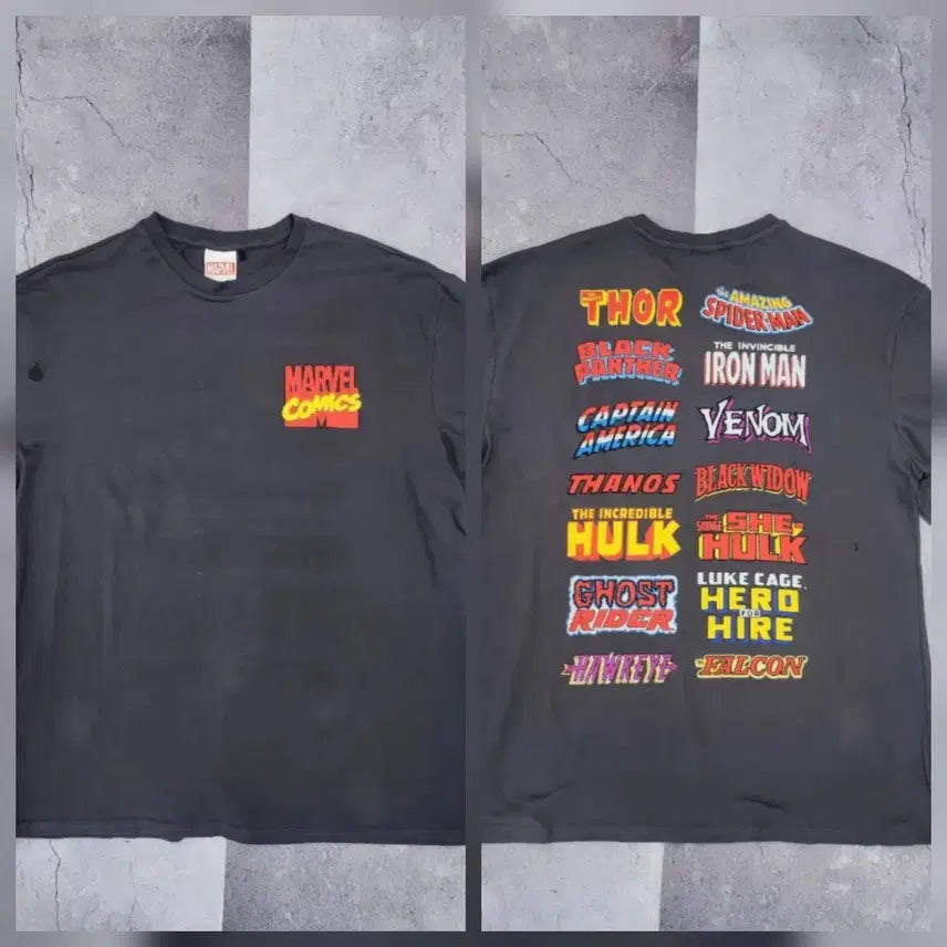 [BUNJANG] Marvel Comics Heroes Graphic Print T-Shirt / 마블 코믹스. 히어로즈 반팔티. 미착!