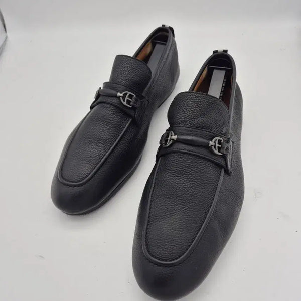 [BUNJANG] Bally Leather Loafers Black Silver-Tone Hardware Size 9 (280) / 발리 로퍼 280 사이즈