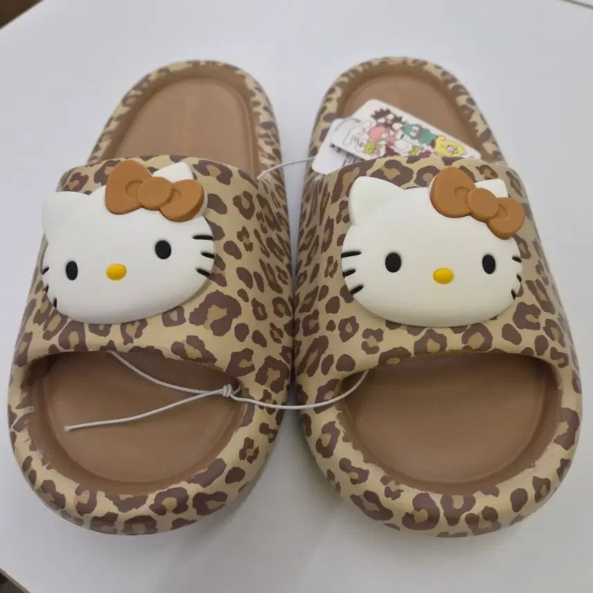 [BUNJANG] Hello Kitty Leopard Pattern Slippers / 키티 레오파드 슬리퍼