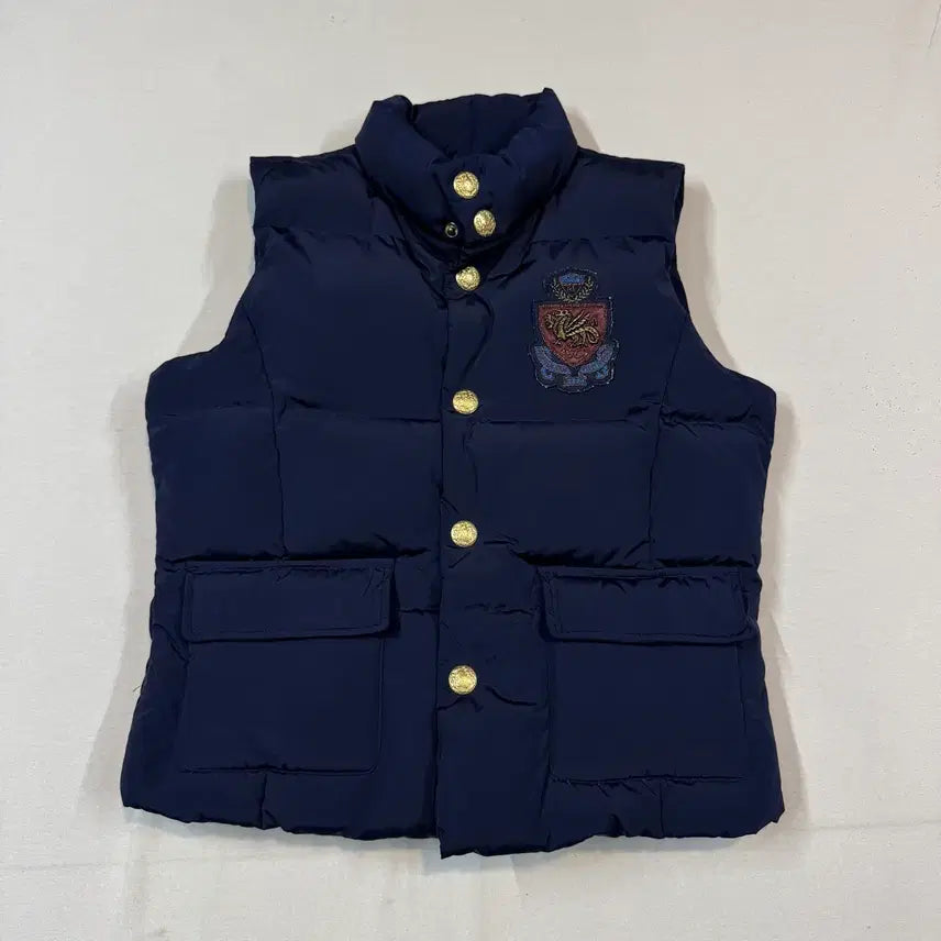 [BUNJANG] Polo Ralph Lauren Royal Crest Patch Gold Button Down Vest (Women's XS) / XS) 폴로 랄프로렌 로열 크레스트 패치 금장 다운 베스트 C48