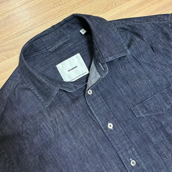 [BUNJANG] Indirock Washed Denim Half Shirt / 인더로우 데님 반팔셔츠