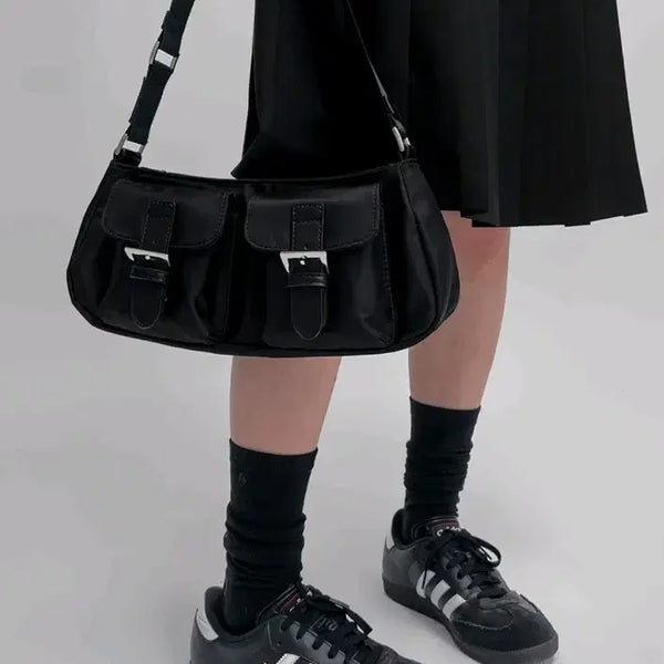 [BUNJANG] Black Up Popo Two Pocket Shoulder Bag / 블랙업 포포 투포켓 숄더백
