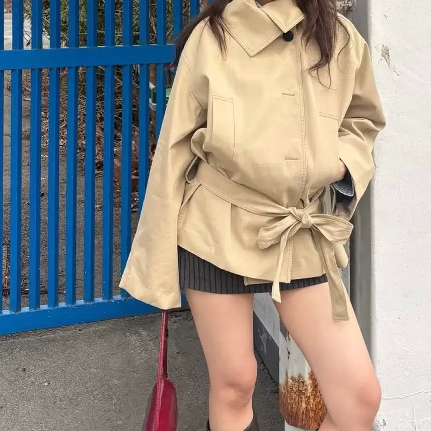 [BUNJANG] Zara Belted Short Jacket Beige M / 자라 벨티드 숏 자켓 5063/789/708 M