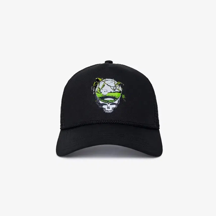 [BUNJANG] Malbon x Grateful Dead Collaboration Trucker Golf Hat - Black / [새상품] 말본 (Malbon) 남녀공용 그레이트풀 데드 콜라보 트러커 골프 모자 블랙 FREE