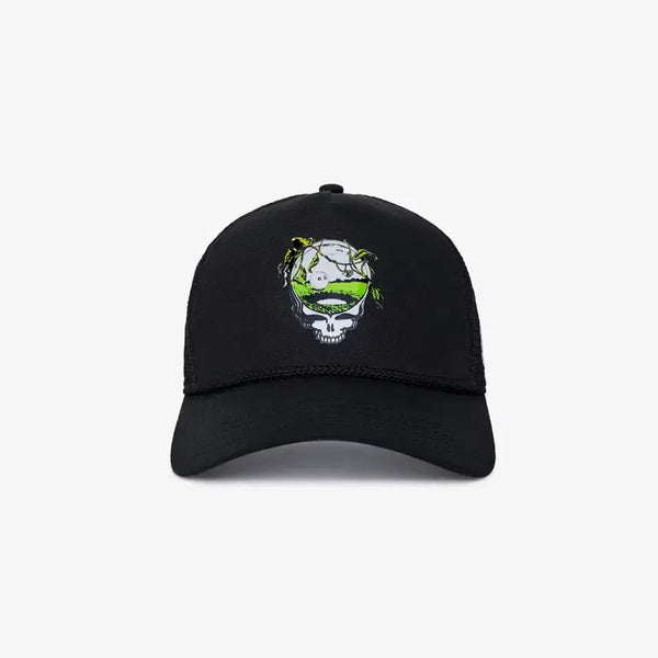 [BUNJANG] Malbon x Grateful Dead Collaboration Trucker Golf Hat - Black / [새상품] 말본 (Malbon) 남녀공용 그레이트풀 데드 콜라보 트러커 골프 모자 블랙 FREE