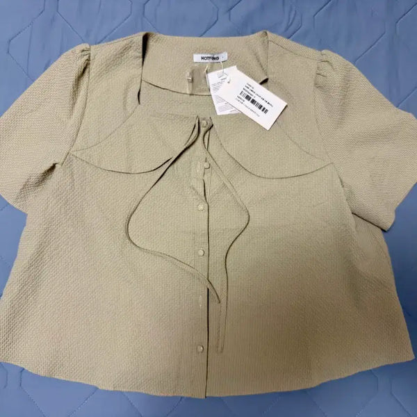 [BUNJANG] Hotping Beige Ribbon Blouse (Plus Size) / [새상품] HOTPING 핫핑 베이지 리본 블라우스 빅사이즈