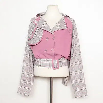 [BUNJANG] F Check Pattern Color Block Jacket / F . 체크배색 자켓