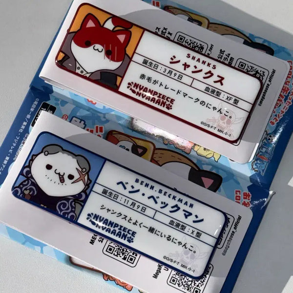 [BUNJANG] One Piece Nyanpiece Shanks + Benn Beckman MegaCat Name Can Badge Bundle Set / 원피스 냥피스 샹크스 + 벤 베크만 메가캣 네임 캔뱃지 이름 캔뱃지 일괄