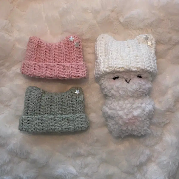 [BUNJANG] Handmade Knitted Cat Beanie for 10cm Dolls and Small Mascot Dolls / 인형 뜨개 고양이비니 (10cm 인형, 작은 마코인형)