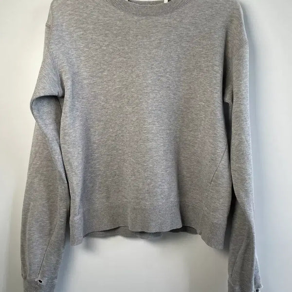 [BUNJANG] Crewneck Sweatshirt Grey Melange S / 데미지 디테일 크루넥 스웨트셔츠 그레이 멜란지 S (국내 여성 55)