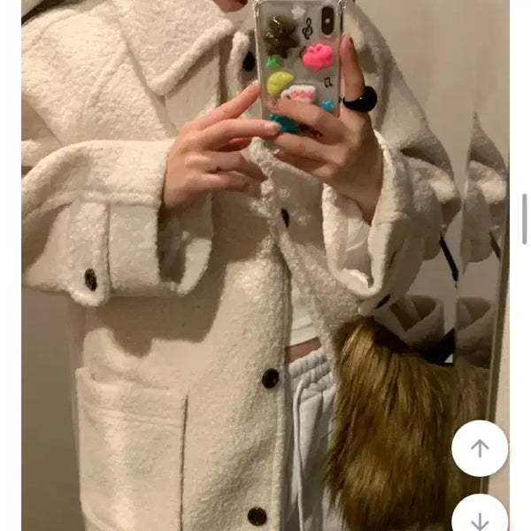 [BUNJANG] Linenne Boucle Half Coat Highneck Ivory / 리넨느 부클 하프코트 하이넥 아이보리